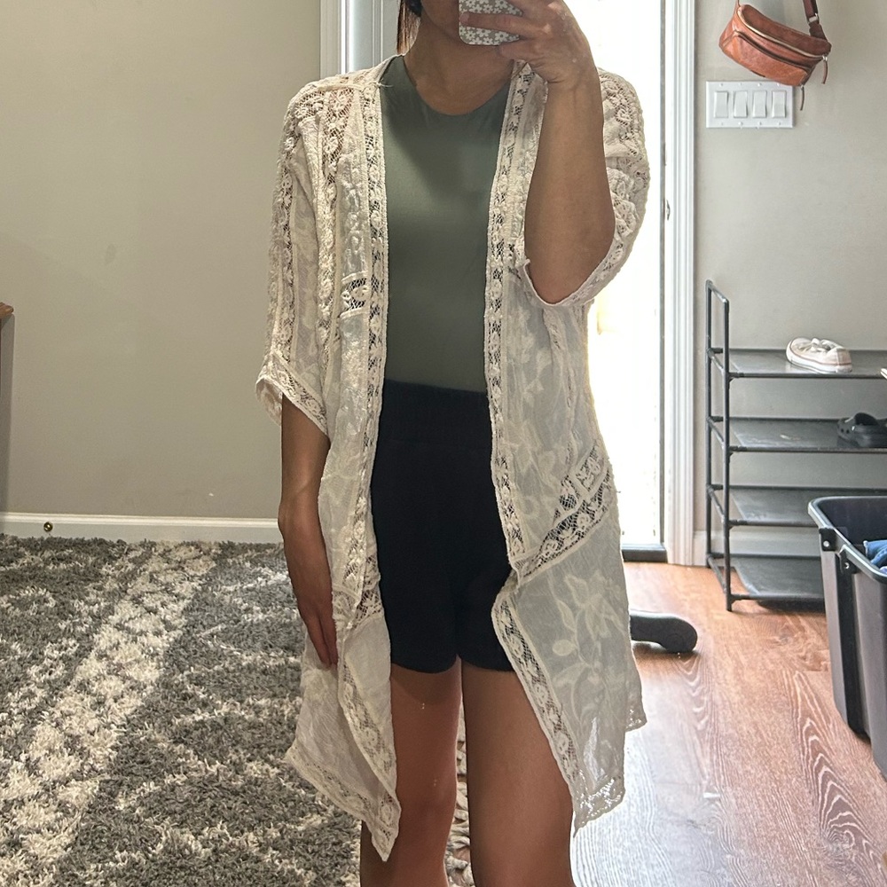 Cream Babydoll Dress with Puff Sleeves for Resort Wear
